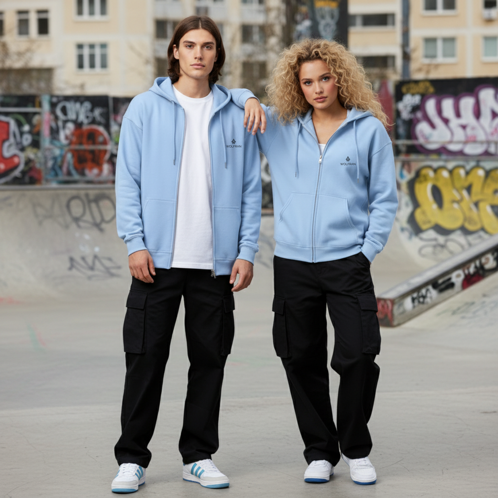 SUDADERA CON CAPUCHA Y CREMALLERA COMMUNITY SKY