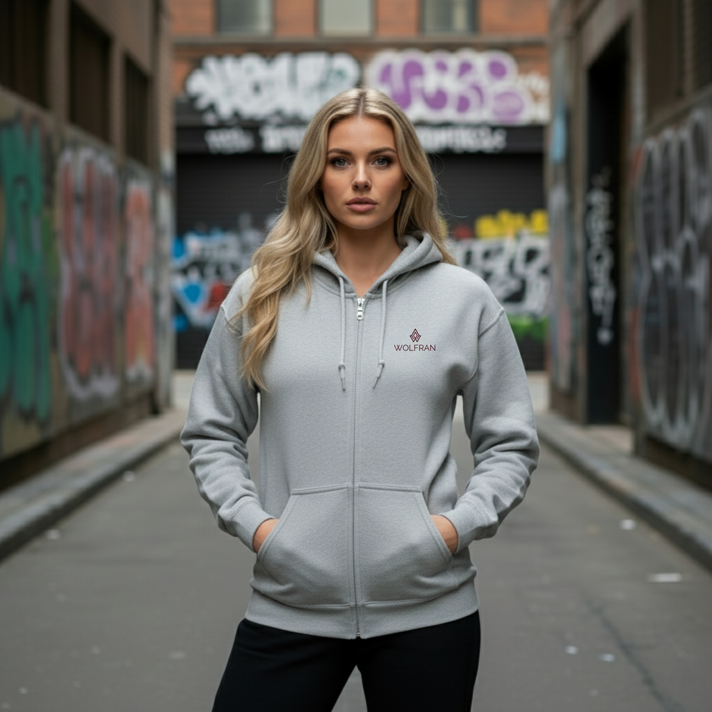 SUDADERA CON CAPUCHA Y CREMALLERA COMMUNITY GRAY - BROWN