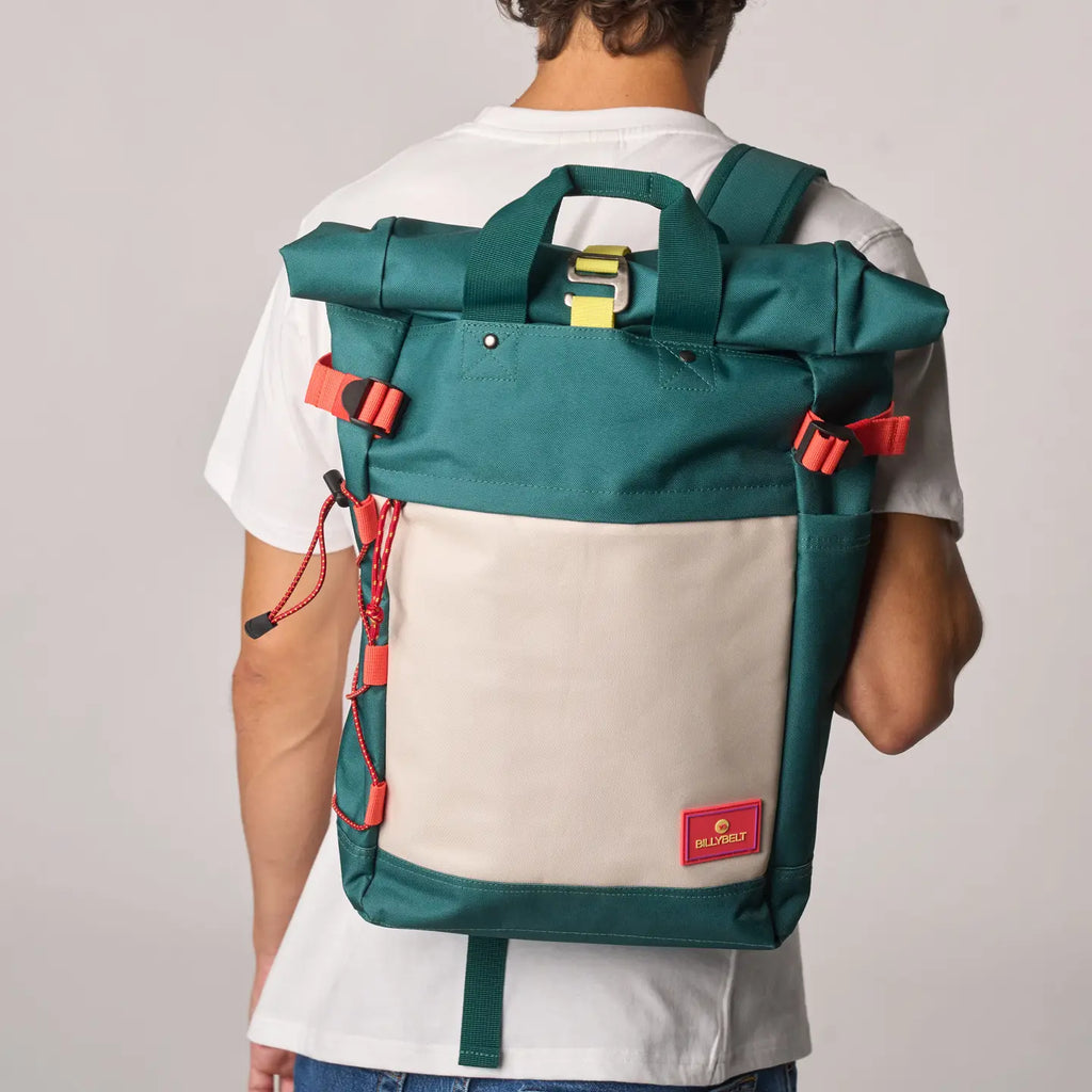 Mochila enrollable - Verde y Marfil