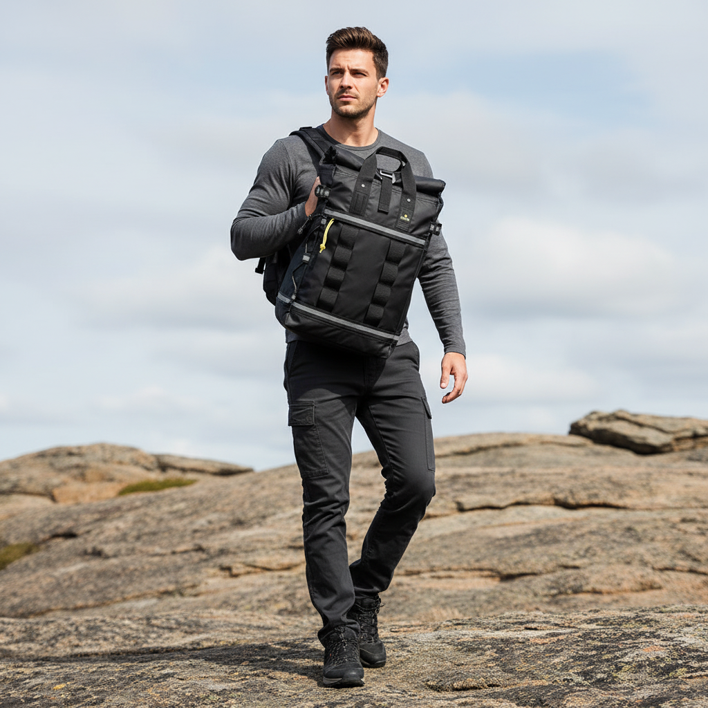 MOCHILA IMPERMEABLE CON TAPA ENRROLLABLE 30L