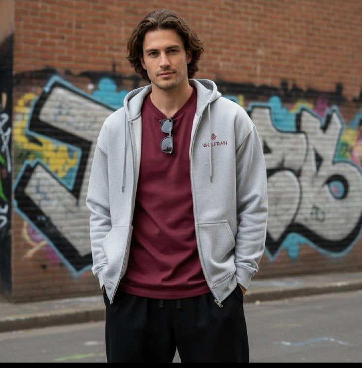 SUDADERA CON CAPUCHA Y CREMALLERA COMMUNITY GRAY - BROWN