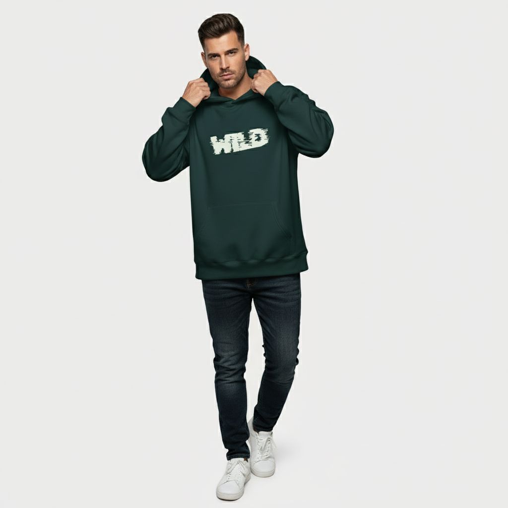 SUDADERA CON CAPUCHA OVERSIZE WILD GREEN LIGHT