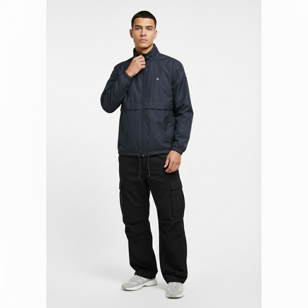 Modelo masculino - Pose frontal con ángulo navy