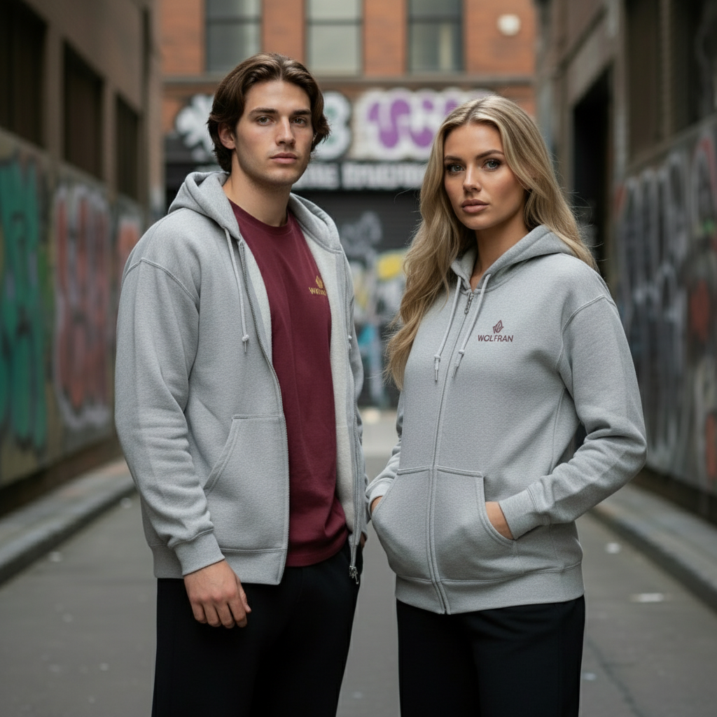 Modelos juntos con sudaderas Wolfran