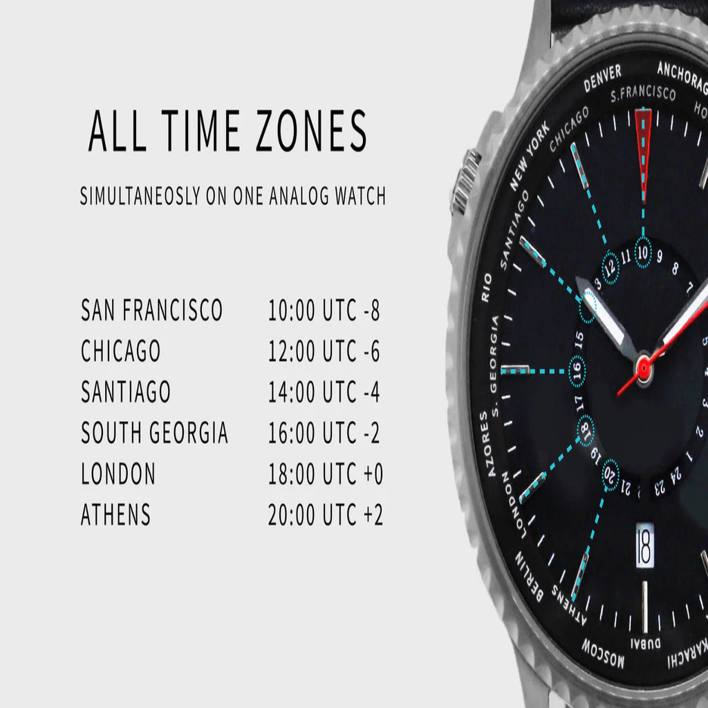 RELOJ WORLD TRAVELLER ONYX NEGRO 42mm